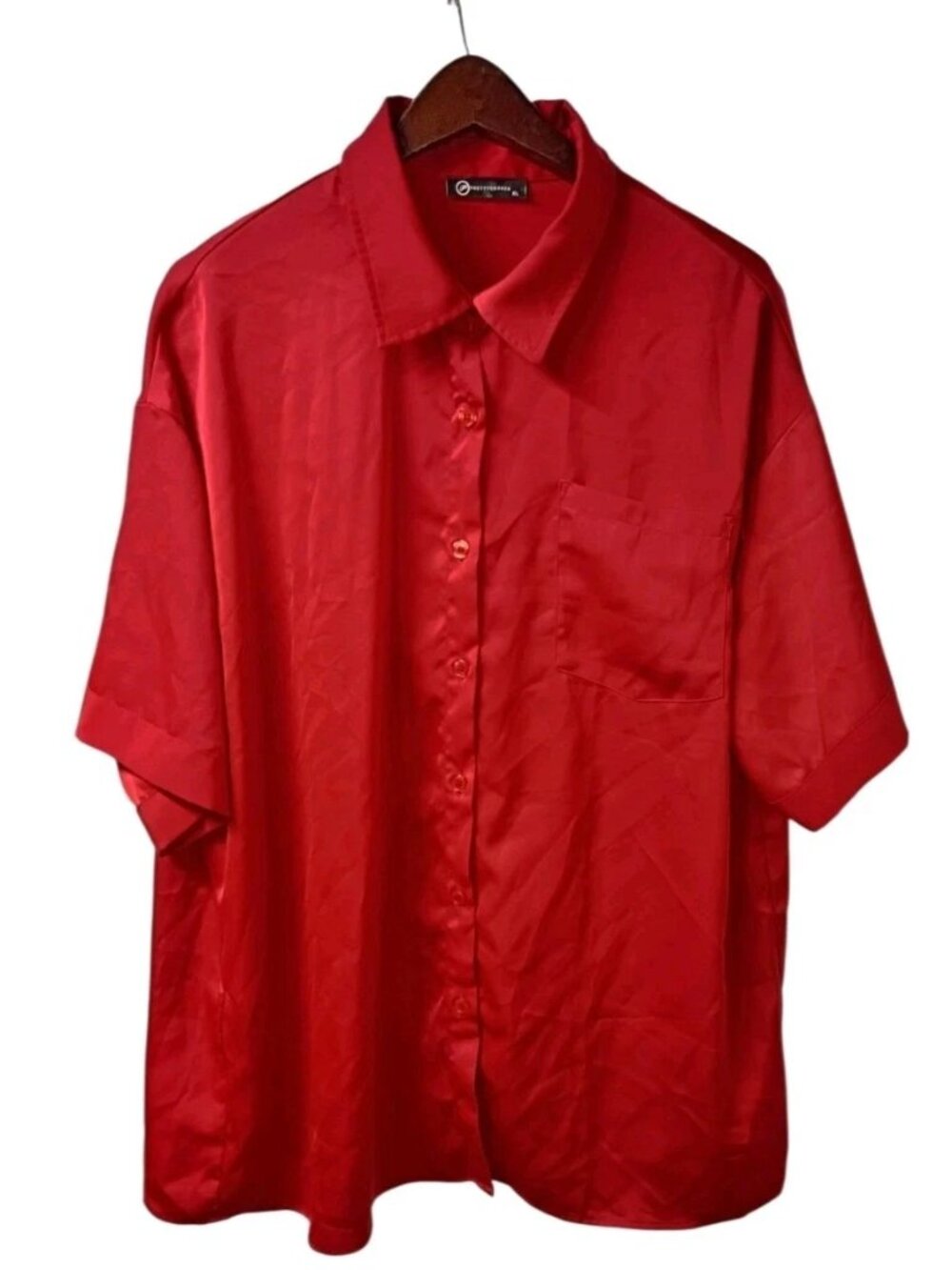 Pretty Garden Silk Like Shirt Red Womens Sz Xtra Large Business Or Casual